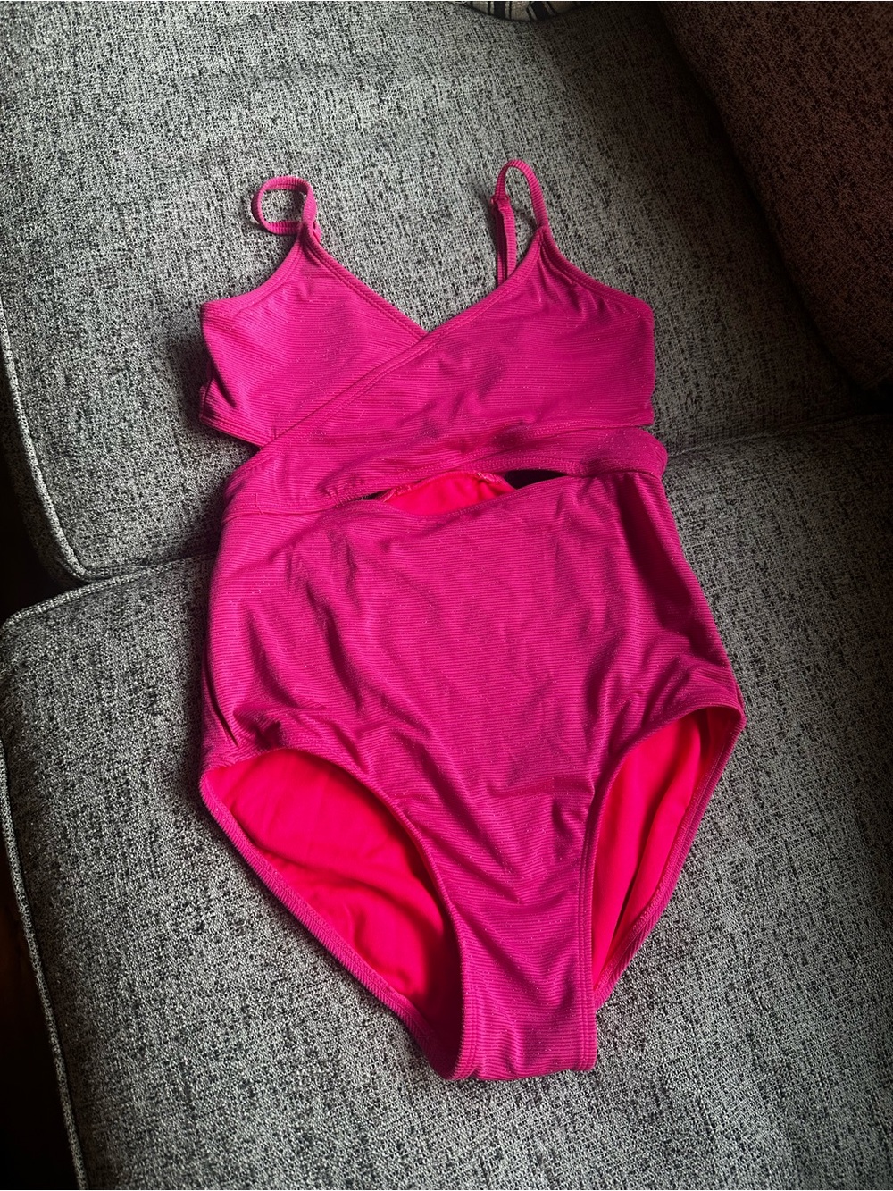 art class Hot Pink One-Piece Swimsuit with Midriff Cutout